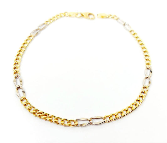 Bracciale Oro Bianco e Oro Giallo 18 kt-750 catena piatta unisex