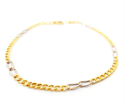 Bracciale Oro Bianco e Oro Giallo 18 kt-750 catena piatta unisex