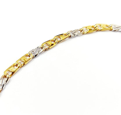 Bracciale Oro Bianco e Oro Giallo 18 kt-750 catena piatta intrecciato unisex