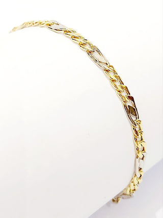 Bracciale Oro bianco e Oro Giallo 18 kt-750 catena maglie piatte traversino unisex