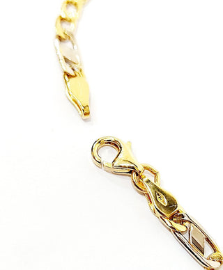 Bracciale Oro bianco e Oro Giallo 18 kt-750 catena maglie piatte traversino unisex