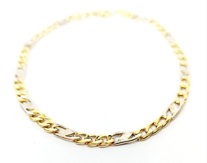 Bracciale Oro bianco e Oro Giallo 18 kt-750 catena maglie piatte traversino unisex