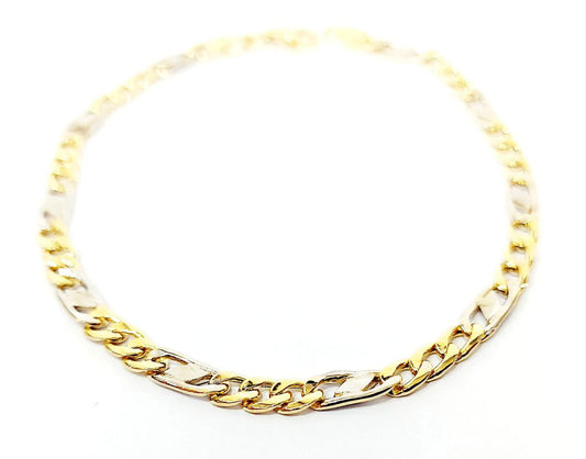 Bracciale Oro bianco e Oro Giallo 18 kt-750 catena maglie piatte traversino unisex