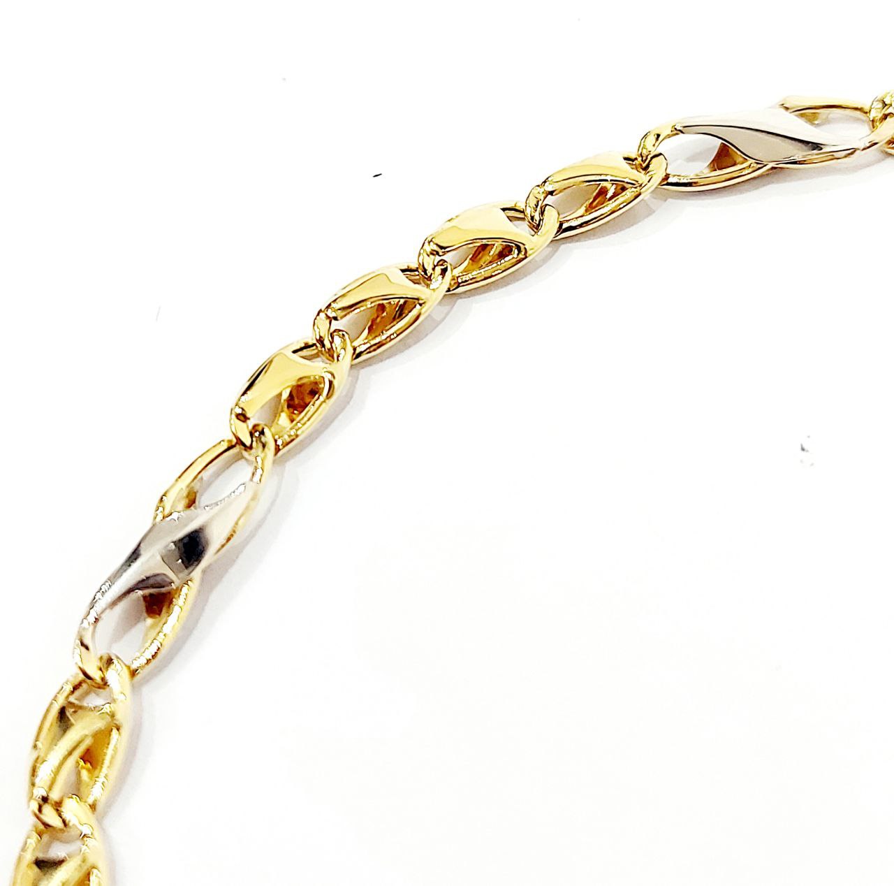 Bracciale Oro bianco e Oro Giallo 18 kt-750 catena maglie piatte unisex