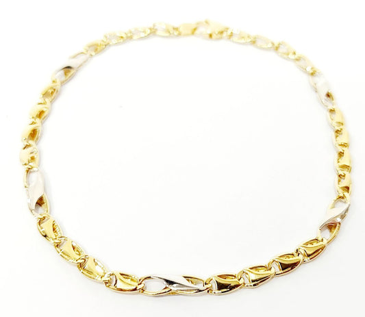 Bracciale Oro bianco e Oro Giallo 18 kt-750 catena maglie piatte unisex