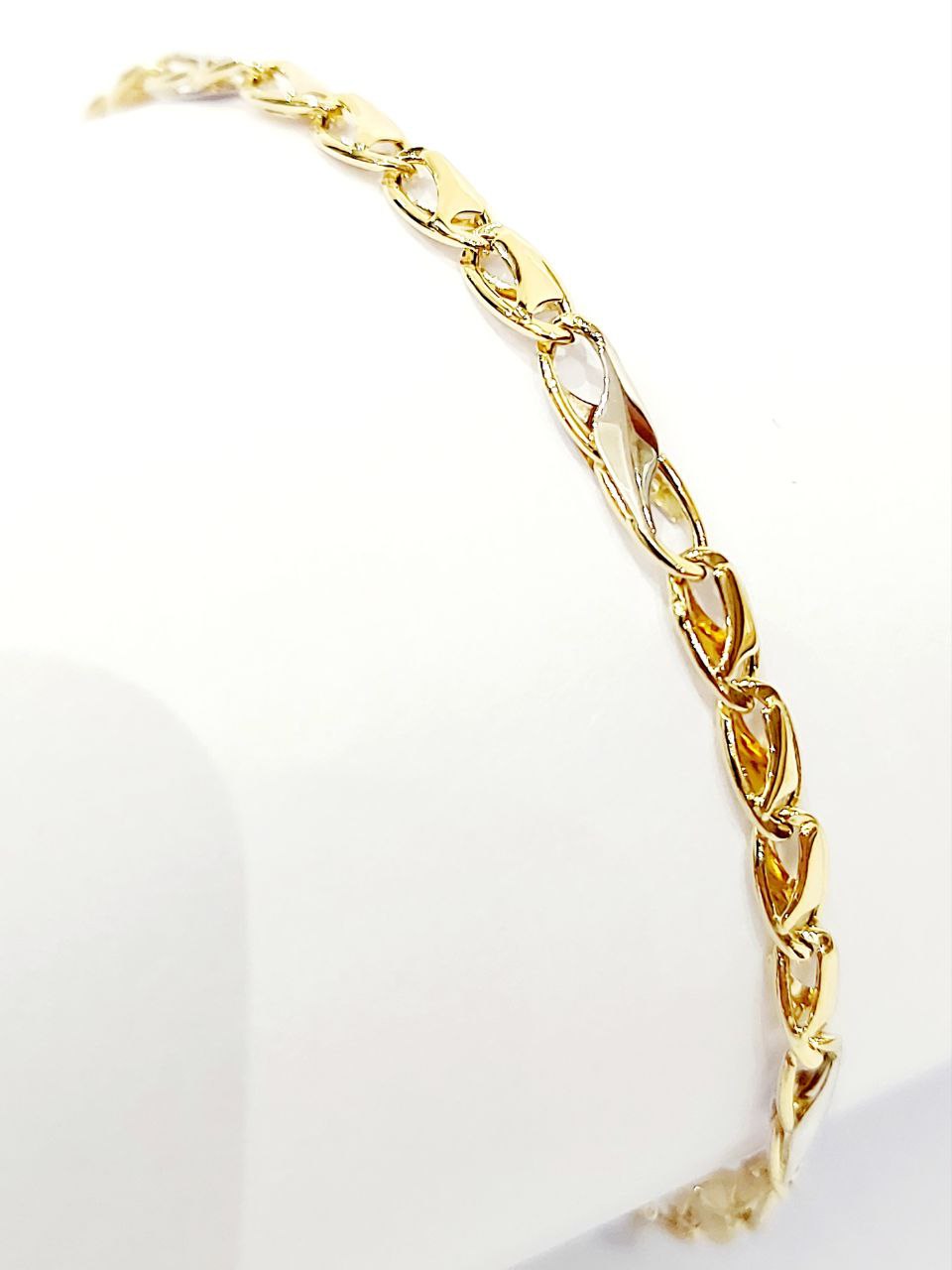 Bracciale Oro bianco e Oro Giallo 18 kt-750 catena maglie piatte unisex