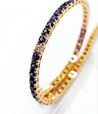 Bracciale modello Tennis Oro Rosa 18kt-750 Diamanti ct 0,27 ct e Zaffiri blu 4,54 ct Gem Tech