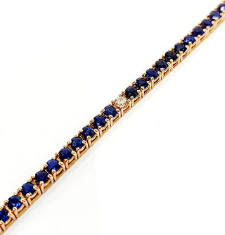 Bracciale modello Tennis Oro Rosa 18kt-750 Diamanti ct 0,27 ct e Zaffiri blu 4,54 ct Gem Tech