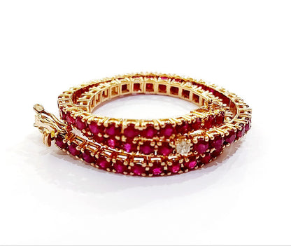 Bracciale Tennis Unisex 21 cm Oro Rosa 18kt-750  Rubini -Gem Tech