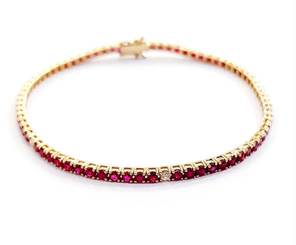 Bracciale Tennis Unisex 21 cm Oro Rosa 18kt-750  Rubini -Gem Tech