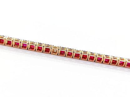 Bracciale Tennis Unisex 21 cm Oro Rosa 18kt-750  Rubini -Gem Tech