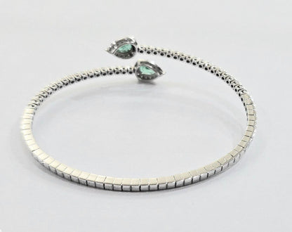 Bracciale Donna a molla contrariè Astralia Smeraldi e Diamanti Oro Bianco 18kt-750