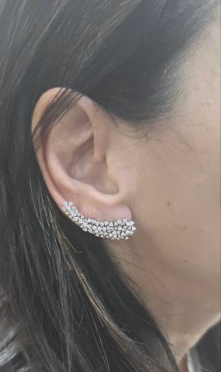 Orecchini fantasia che copre l'orecchio Ear cuffs Oro bianco 18kt-750 Diamanti ct  1,69 GEM-TECH