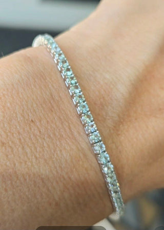 Bracciale Tennis in Oro Bianco con Tormalina paraiba ct 4,60 certificato IGI 18 kt-750 21 cm