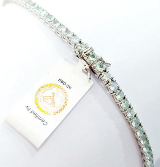 Bracciale Tennis in Oro Bianco con Tormalina paraiba ct 4,60 certificato IGI 18 kt-750 21 cm