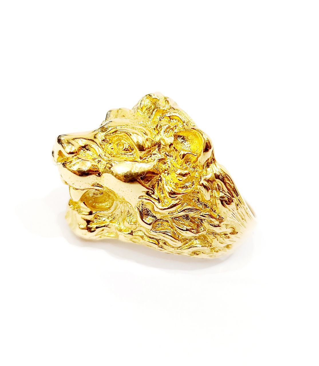 Anello da Uomo  con finitura lucida e satinata , con testa di Leone in Oro Giallo 18kt-750 -Gr 23,35