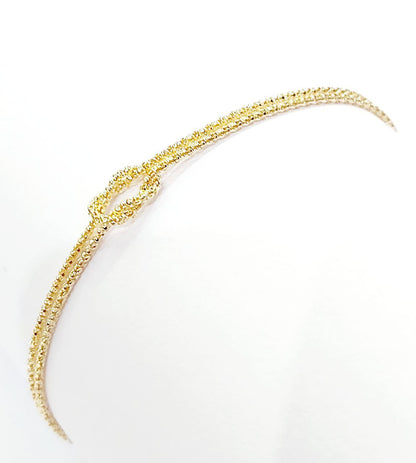 Bracciale cordoncino due fili Nodo 18kt-750-19,00 cm