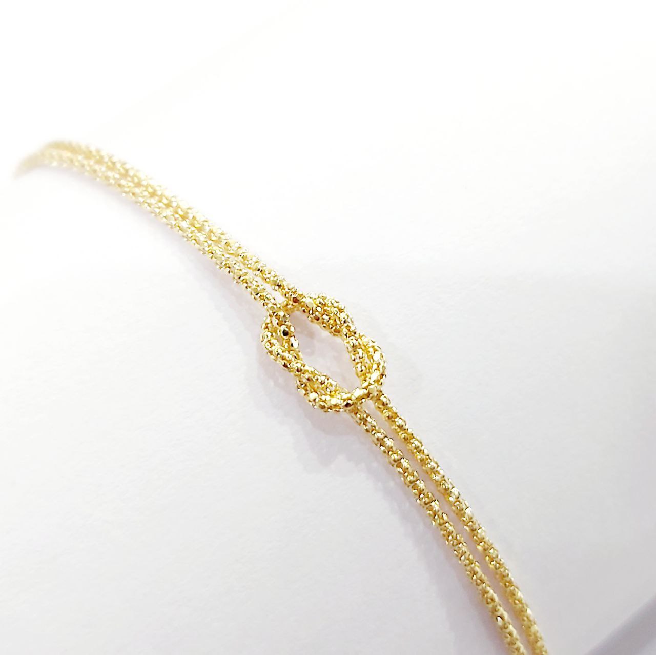 Bracciale cordoncino due fili Nodo 18kt-750-19,00 cm