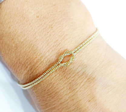 Bracciale cordoncino due fili Nodo 18kt-750-19,00 cm