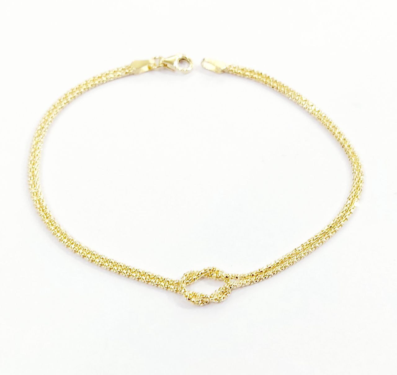 Bracciale cordoncino due fili Nodo 18kt-750-19,00 cm