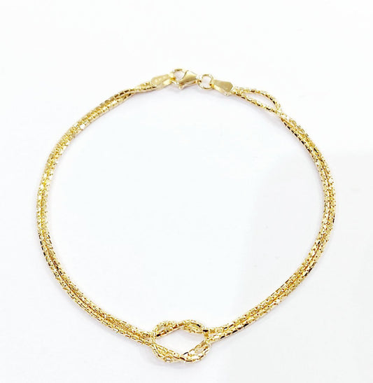 Bracciale cordoncino due fili Nodo 18kt-750-19,50 cm