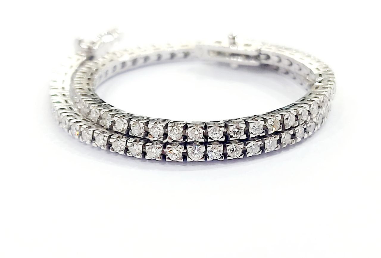 Bracciale modello  tennis in Oro Bianco 18 kt con Diamanti bianchi naturali CT 1,10- 18,50 cm