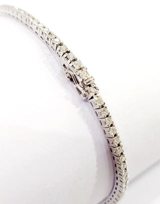 Bracciale modello  tennis in Oro Bianco 18 kt con Diamanti bianchi naturali CT 1,10- 18,50 cm