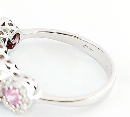 Anello modello magic  con Zaffiro Rosa ct 0,69  e Diamanti 0,40 ct in Oro Bianco 18 kt (750)