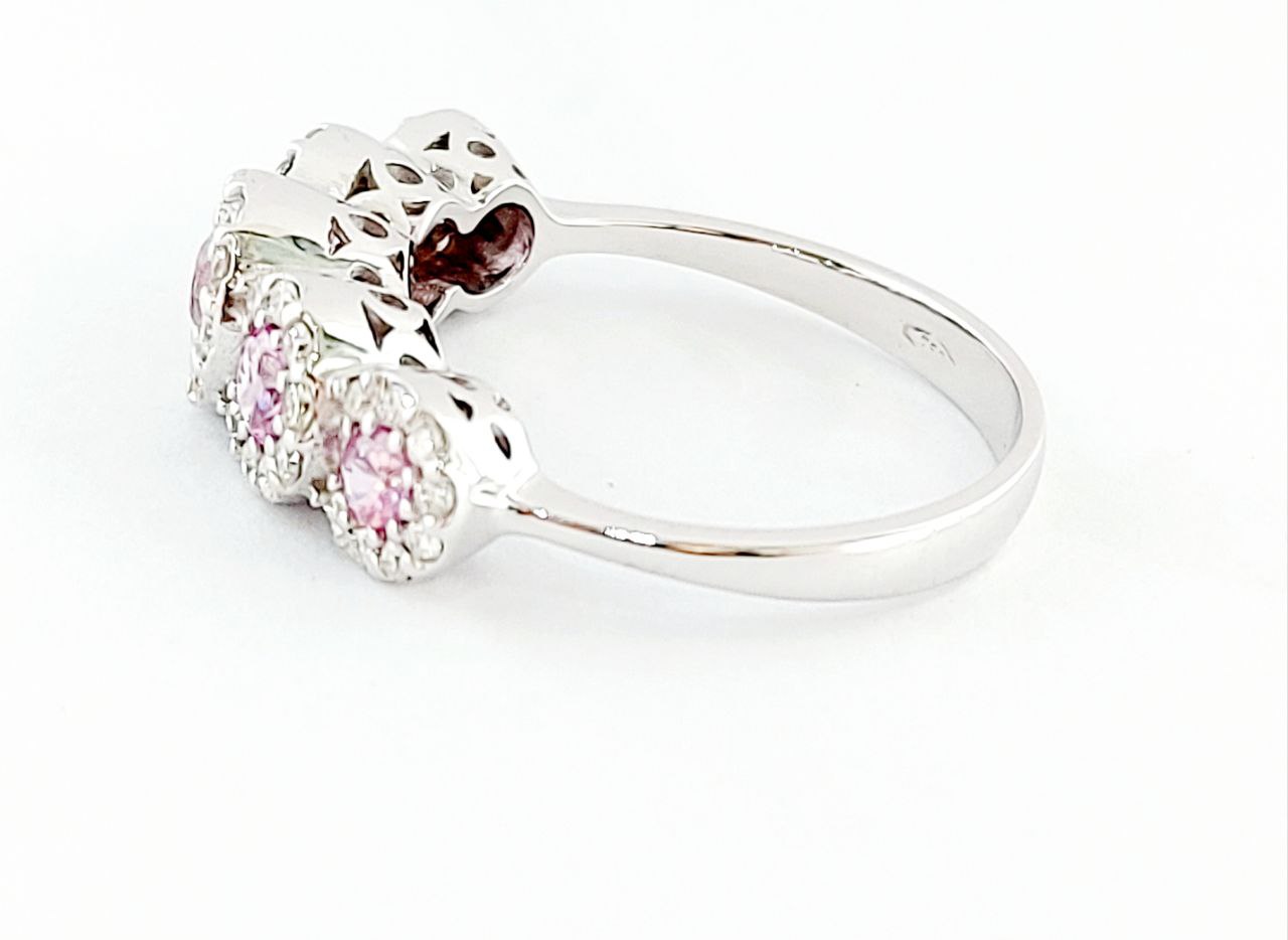 Anello modello magic  con Zaffiro Rosa ct 0,69  e Diamanti 0,40 ct in Oro Bianco 18 kt (750)