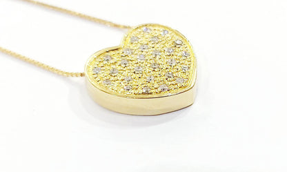 Collana e pendente a forma di cuore Oro Giallo con Diamanti ct 0,30 18 kt (750)