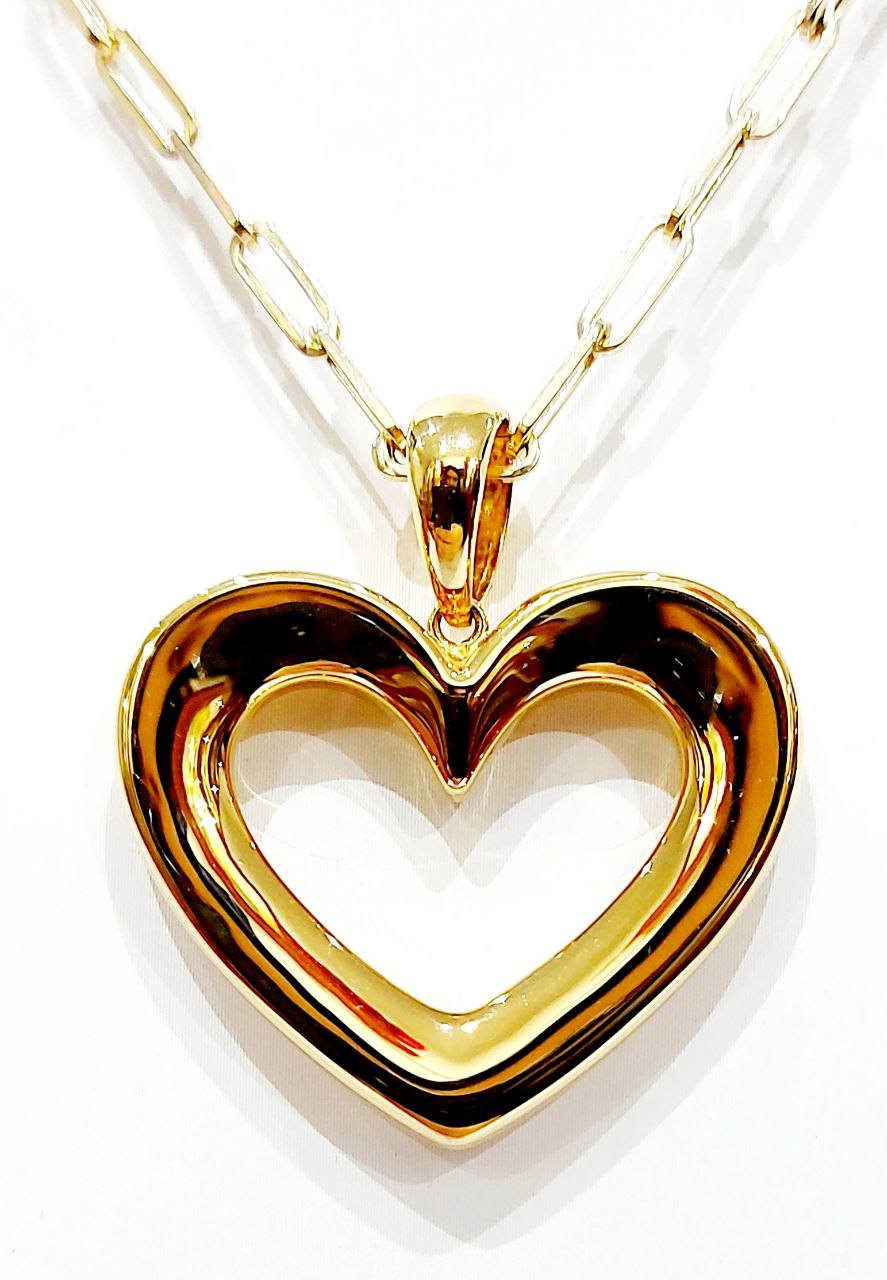 Collana  pendente cuore lucido  in Oro Giallo 18 kt -750