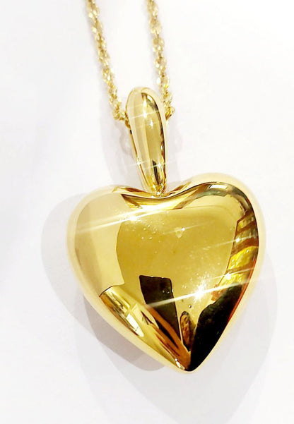 Collana  pendente cuore bombato lucido  in Oro Giallo 18 kt -750 grammi 10,61